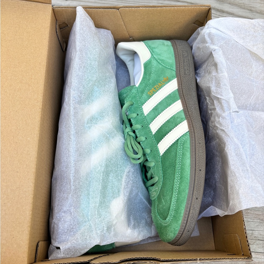 Adidas Spezial Green and White Suede Sneakers